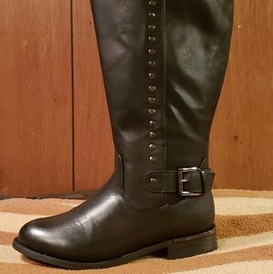 Black wide calf boots
